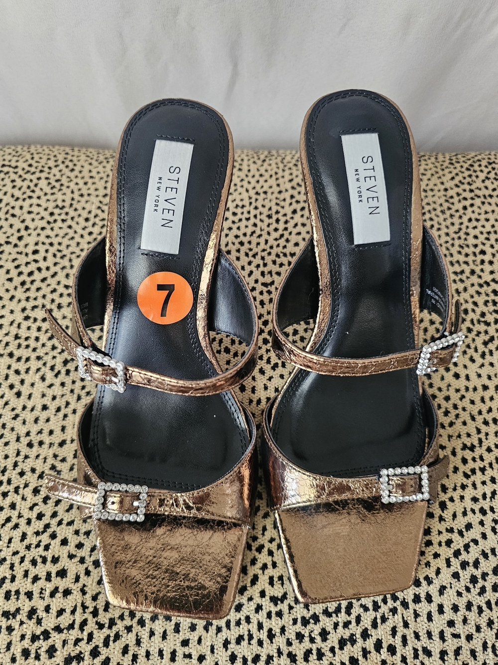 Steven New York Metallic Bronze Strappy Heeled Sandals Sz 7